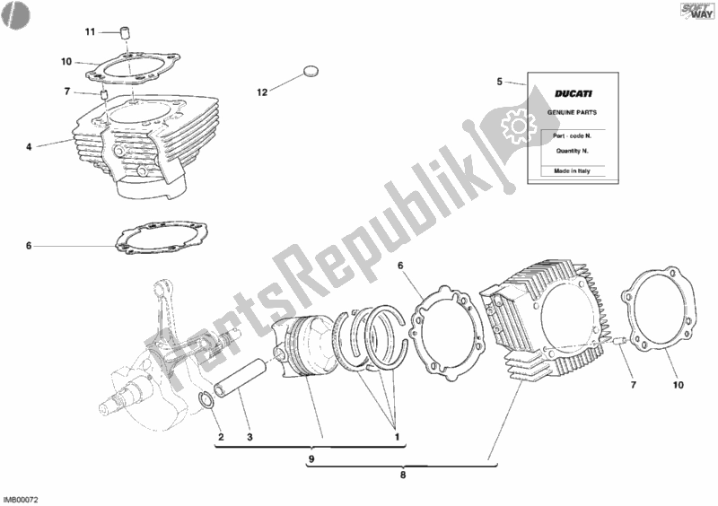 All parts for the Cylinder - Piston of the Ducati Supersport 1000 SS 2006